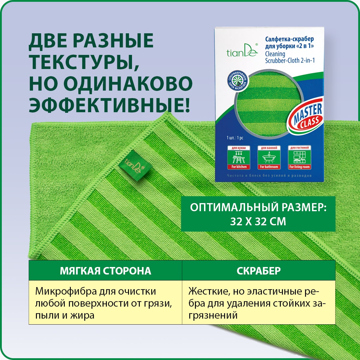 Laveta-scrubber „2 în 1”, 1 buc